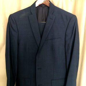 Bar III Mid Blue Slim Fit 3-piece Suit, 40R, 34x30